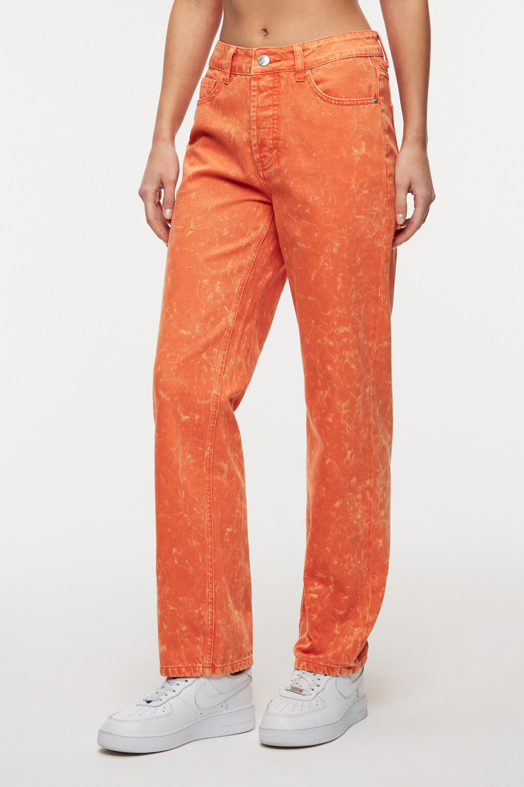 Джинсы straight прямые из цветного денима - цвет оранжевый - 2