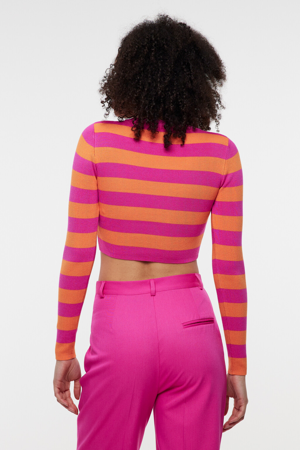 Лонгслив вискозный облегающий тонкой вязки в рубчик - цвет красный - 3