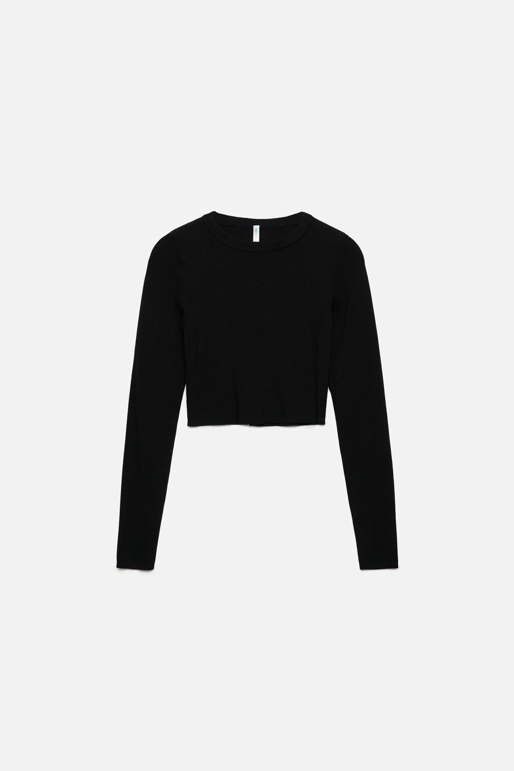 Лонгслив вискозный облегающий тонкой вязки в рубчик - цвет черный - 7