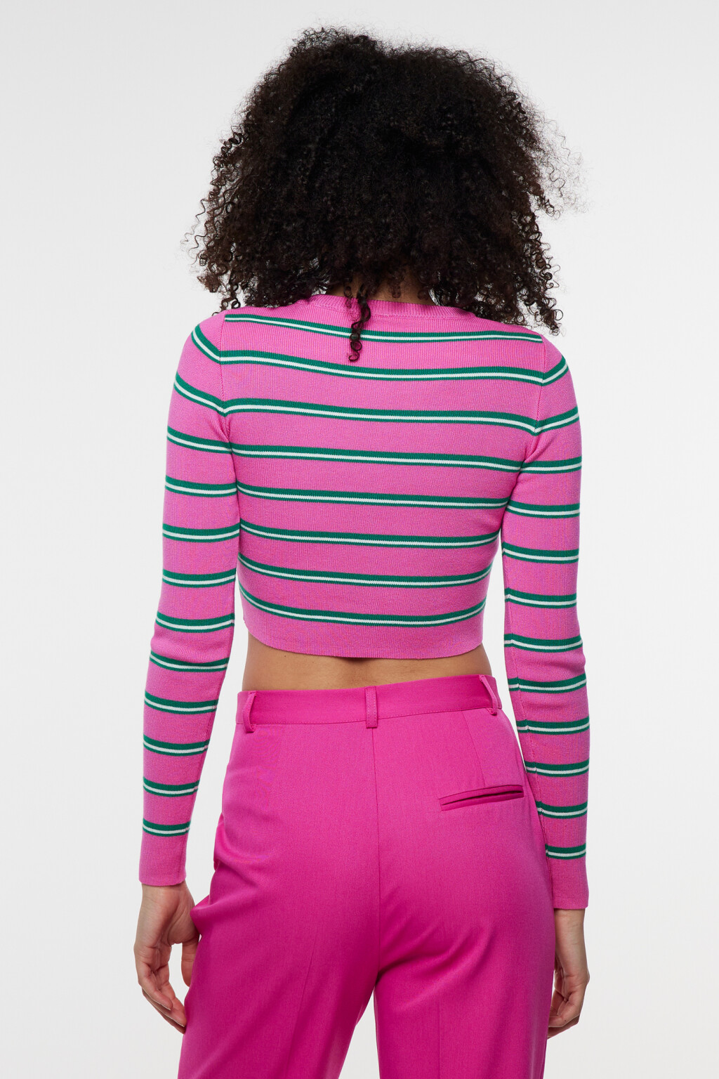 Лонгслив вискозный облегающий тонкой вязки в рубчик - цвет мультиколор - 3