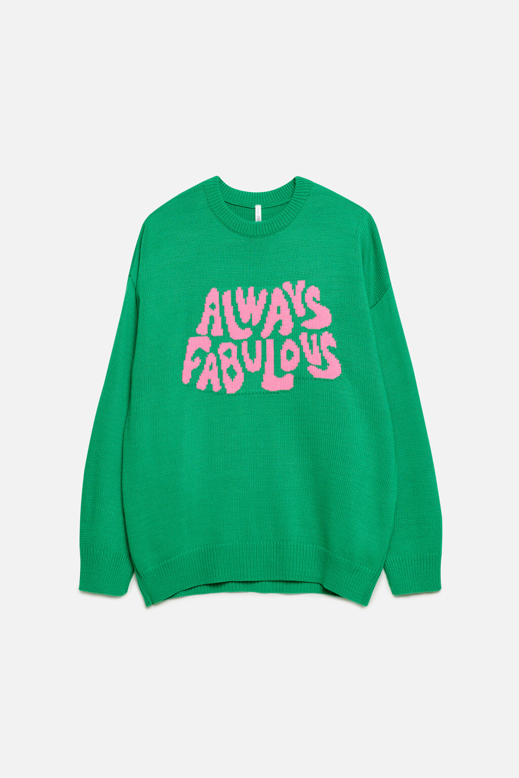 Джемпер oversize тонкой вязки с принтом-надписью - цвет зеленый - 9