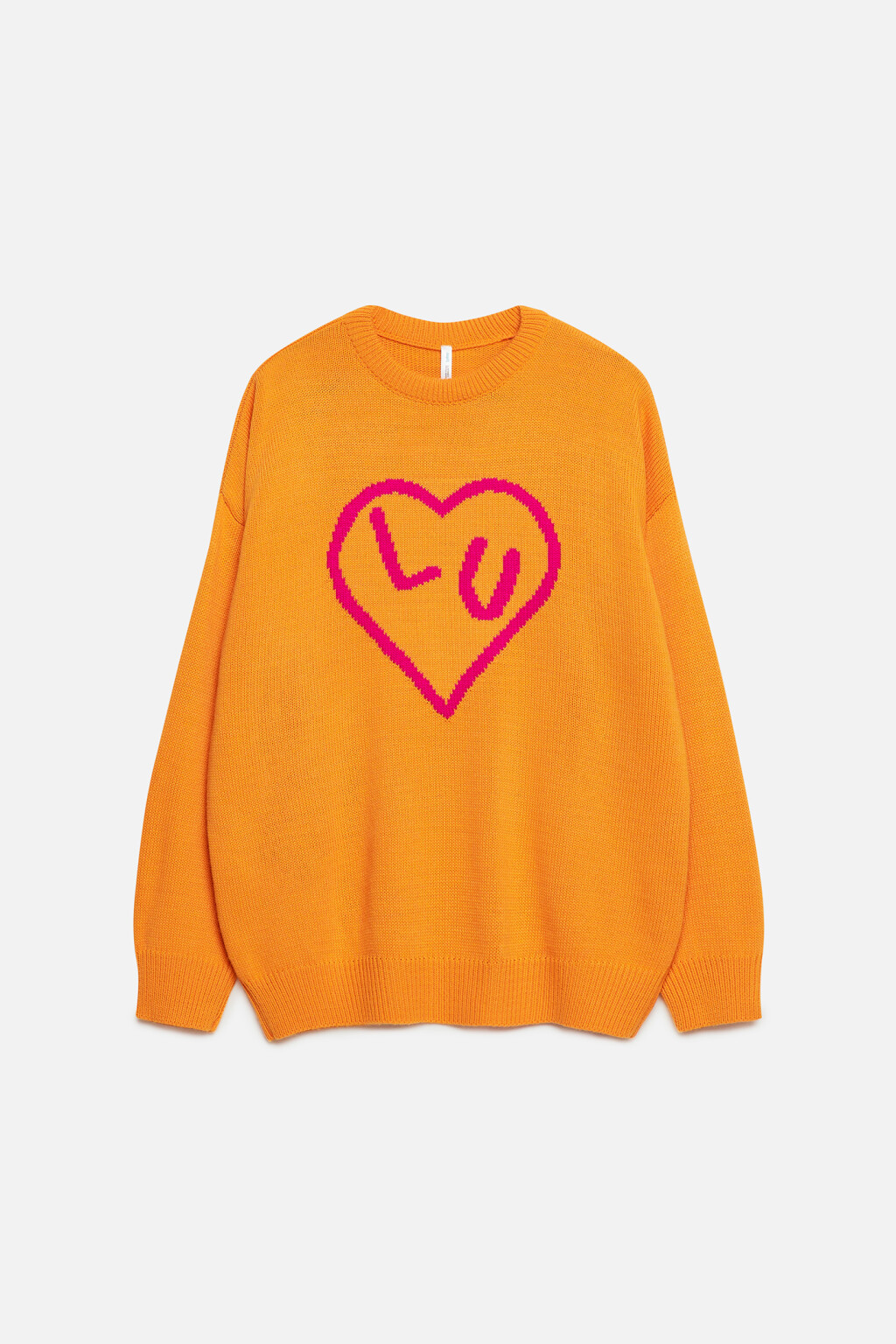 Джемпер oversize тонкой вязки с принтом-надписью - цвет оранжевый - 9