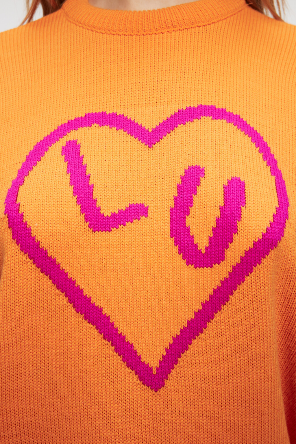 Джемпер oversize тонкой вязки с принтом-надписью - цвет оранжевый - 6