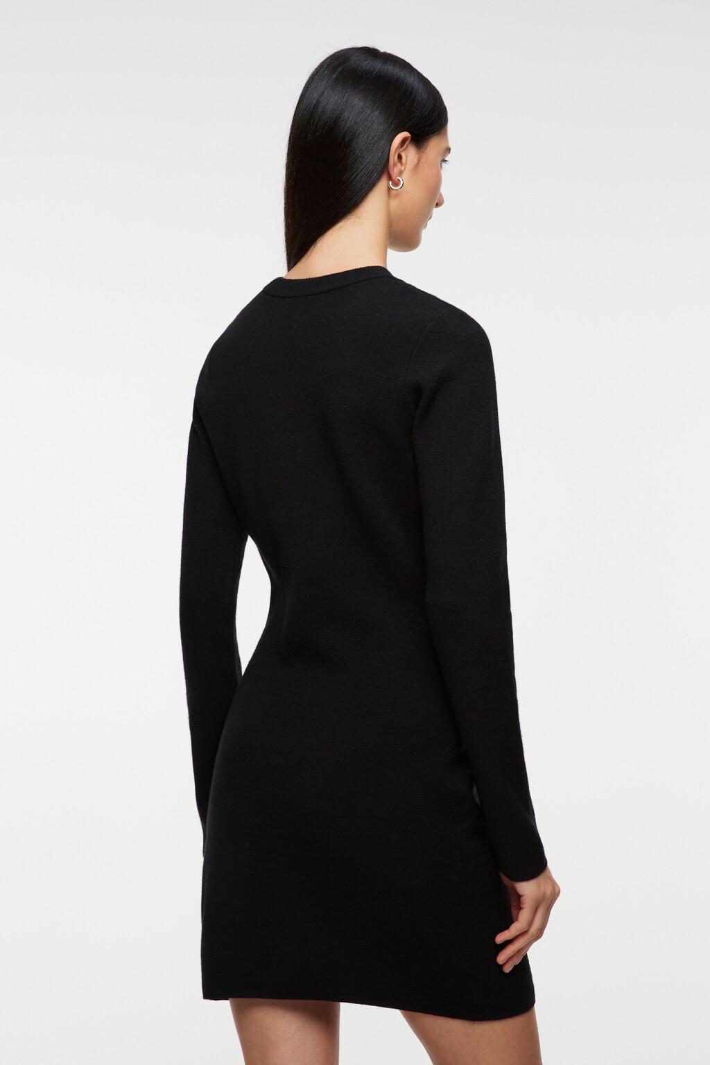 Платье мини облегающее вискозное тонкой вязки - цвет черный - 3