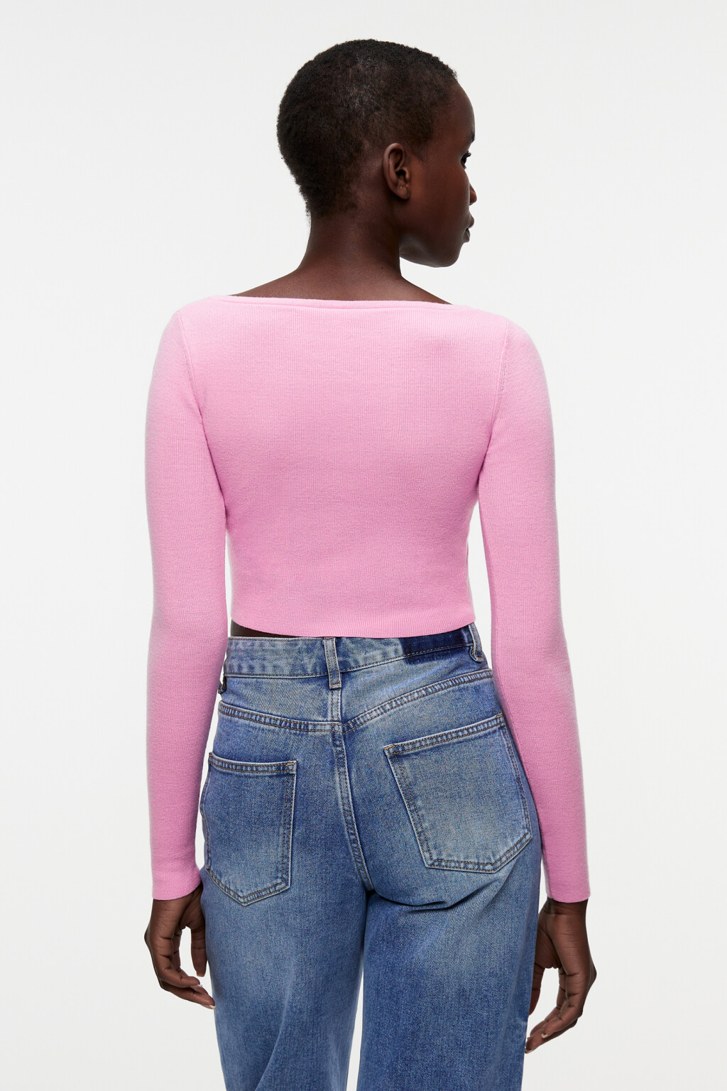 Кардиган укороченный облегающий на пуговицах - цвет розовый - 3