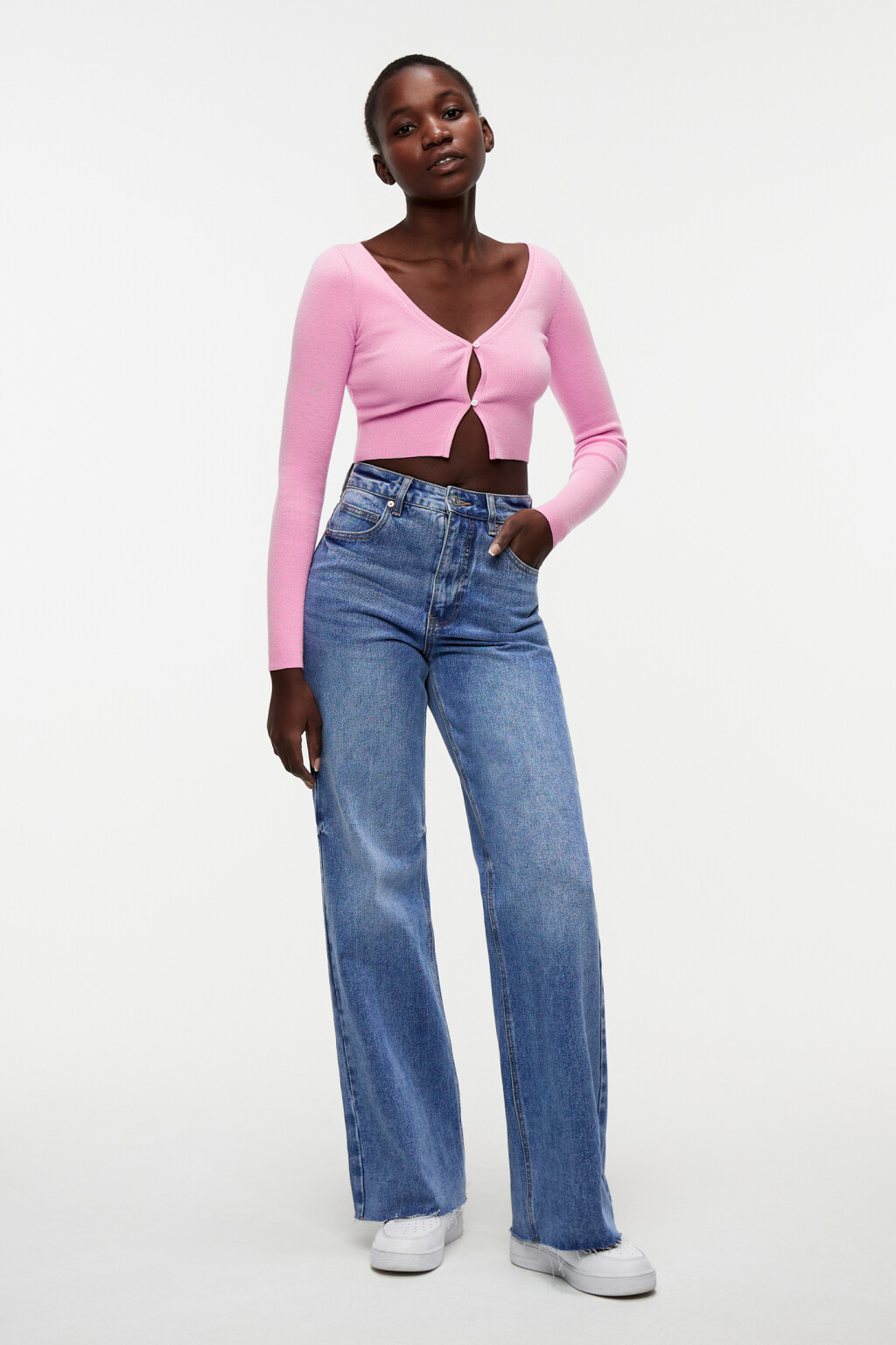 Кардиган укороченный облегающий на пуговицах - цвет розовый - 4