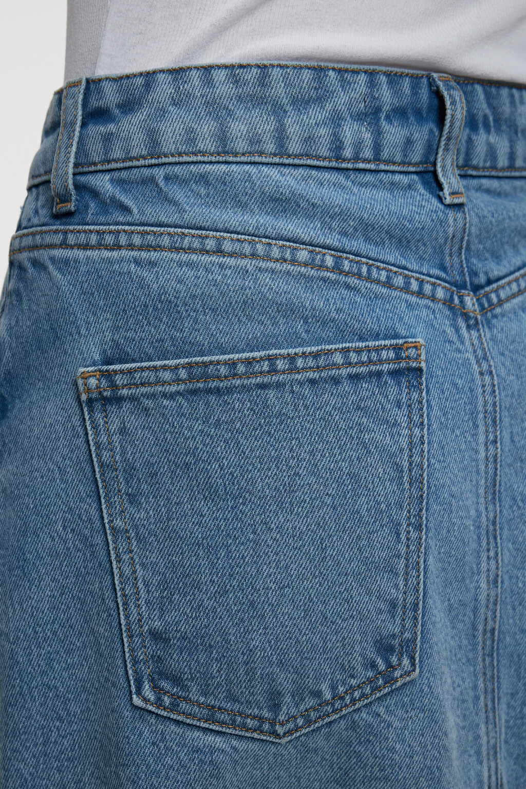 Юбка макси джинсовая прямая с разрезом - цвет голубой - 6