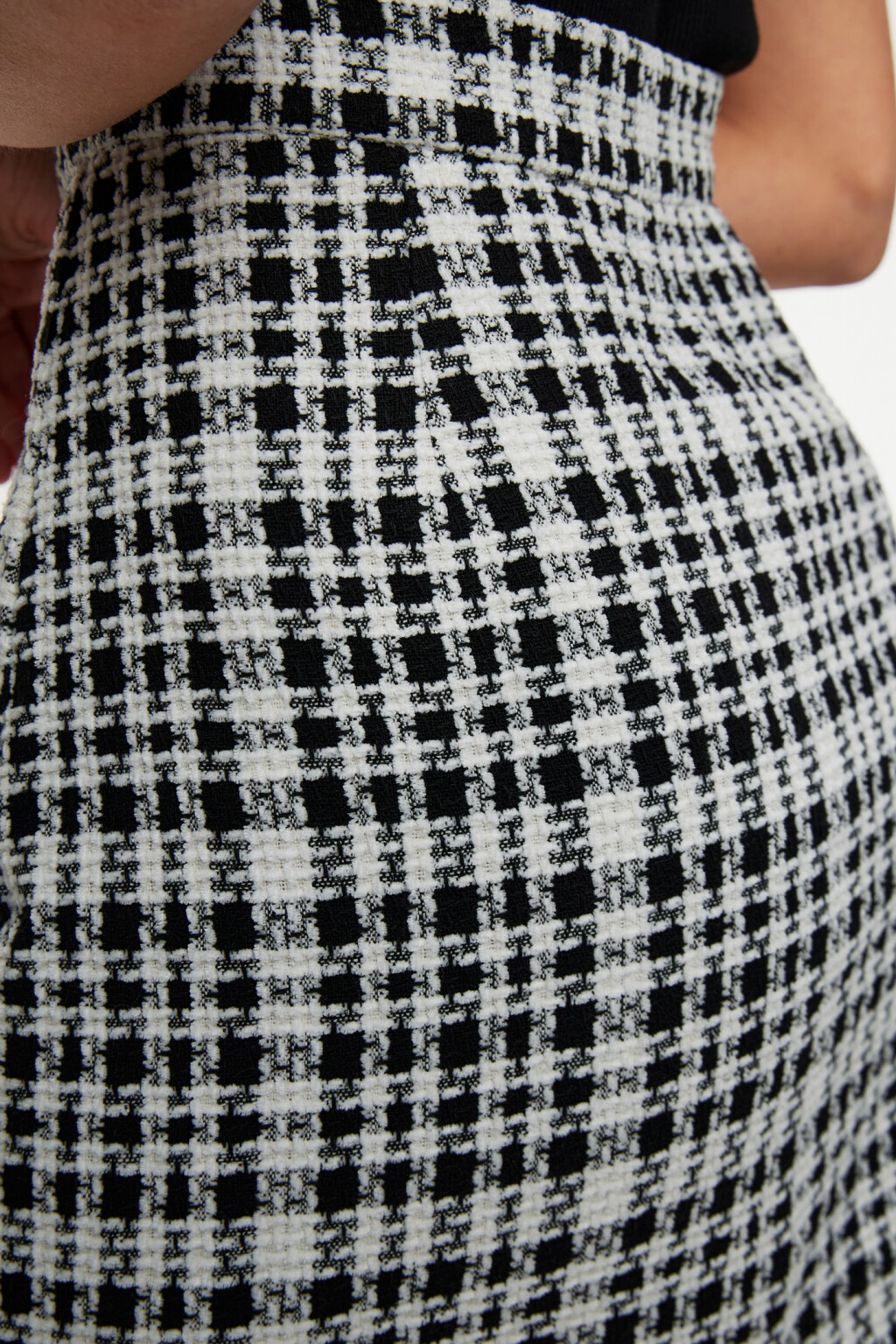 Юбка-карандаш мини твидовая в клетку - цвет мультиколор - 6