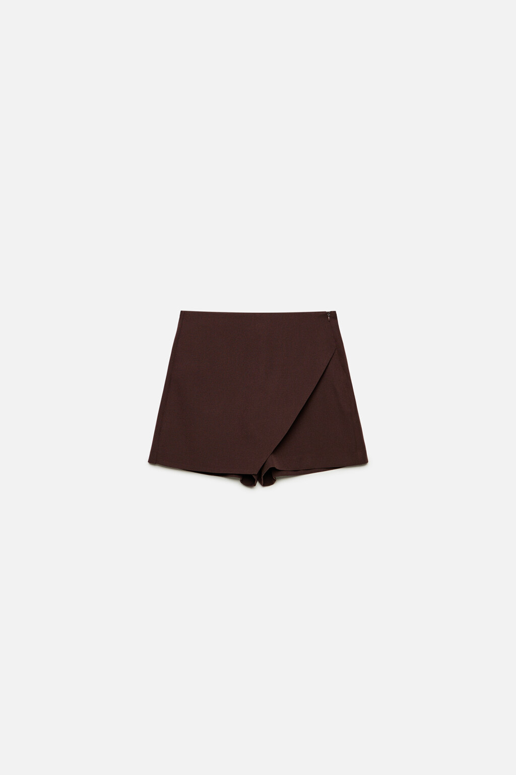 Юбка-шорты мини с асимметричным запахом - цвет коричневый - 8