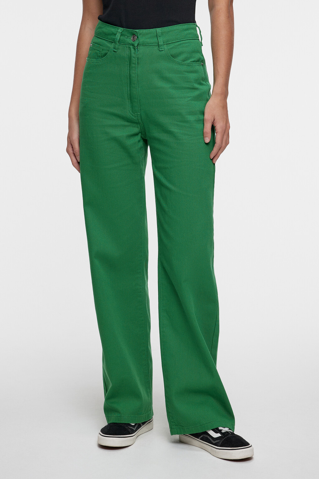 Брюки джинсовые прямые со средней посадкой - цвет зеленый - 8