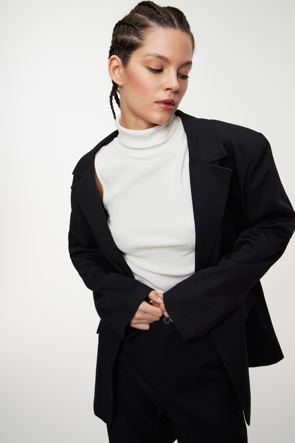 Пиджак oversize однобортный из костюмной ткани - цвет черный - 9