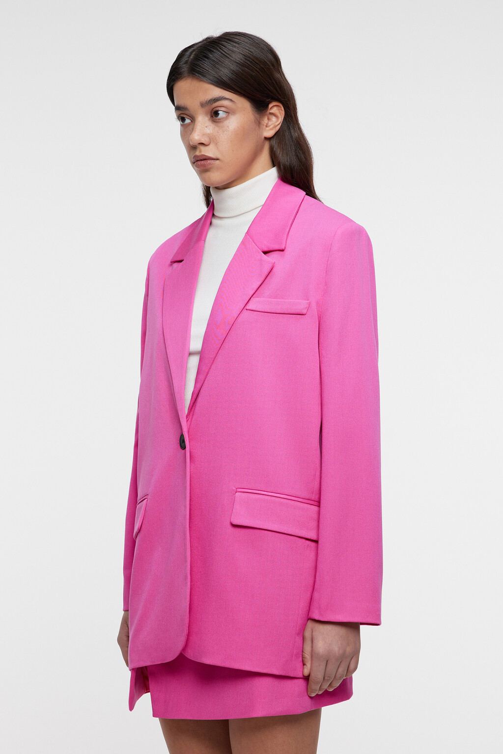 Пиджак oversize однобортный из костюмной ткани - цвет розовый - 2