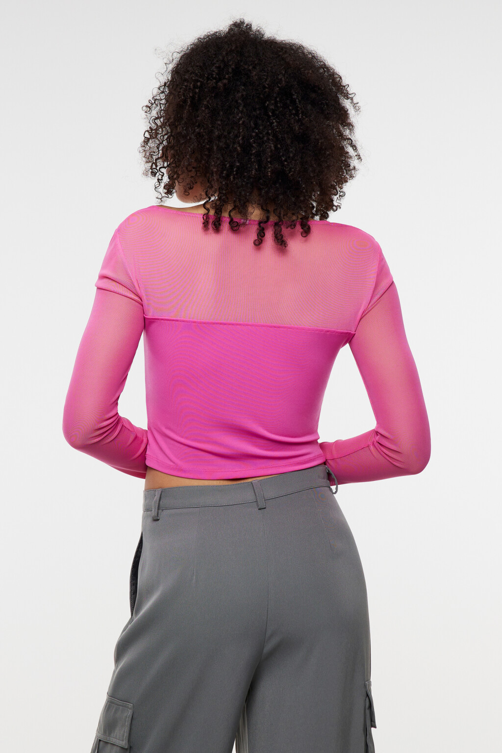 Лонгслив укороченный облегающий с вырезом каре - цвет красный - 3