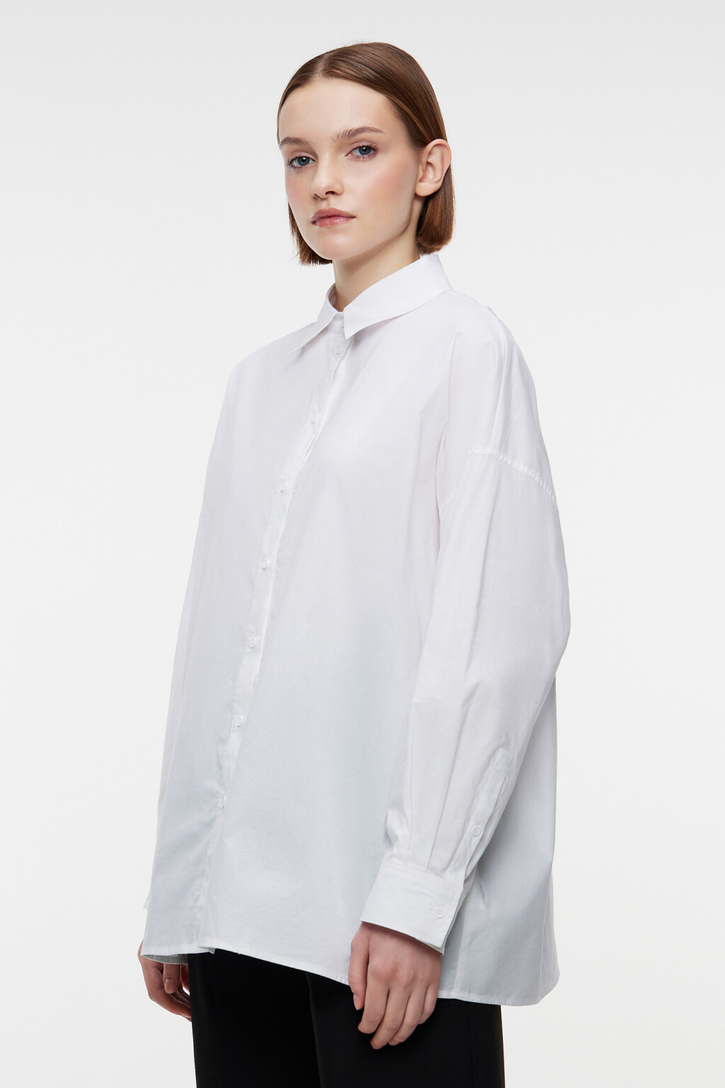 Рубашка oversize хлопковая с принтом - цвет белый - 2