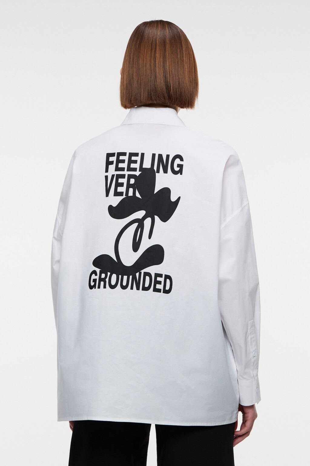 Рубашка oversize хлопковая с принтом - цвет белый - 3
