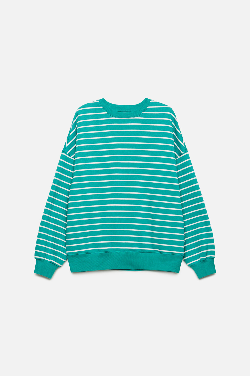 Толстовка oversize хлопковая утепленная в полоску - цвет зеленый - 7