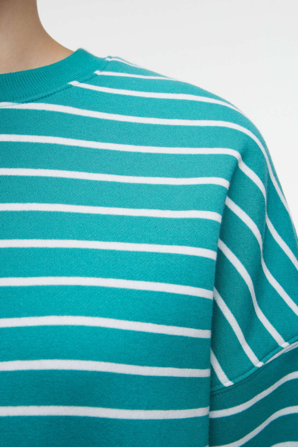 Толстовка oversize хлопковая утепленная в полоску - цвет зеленый - 5