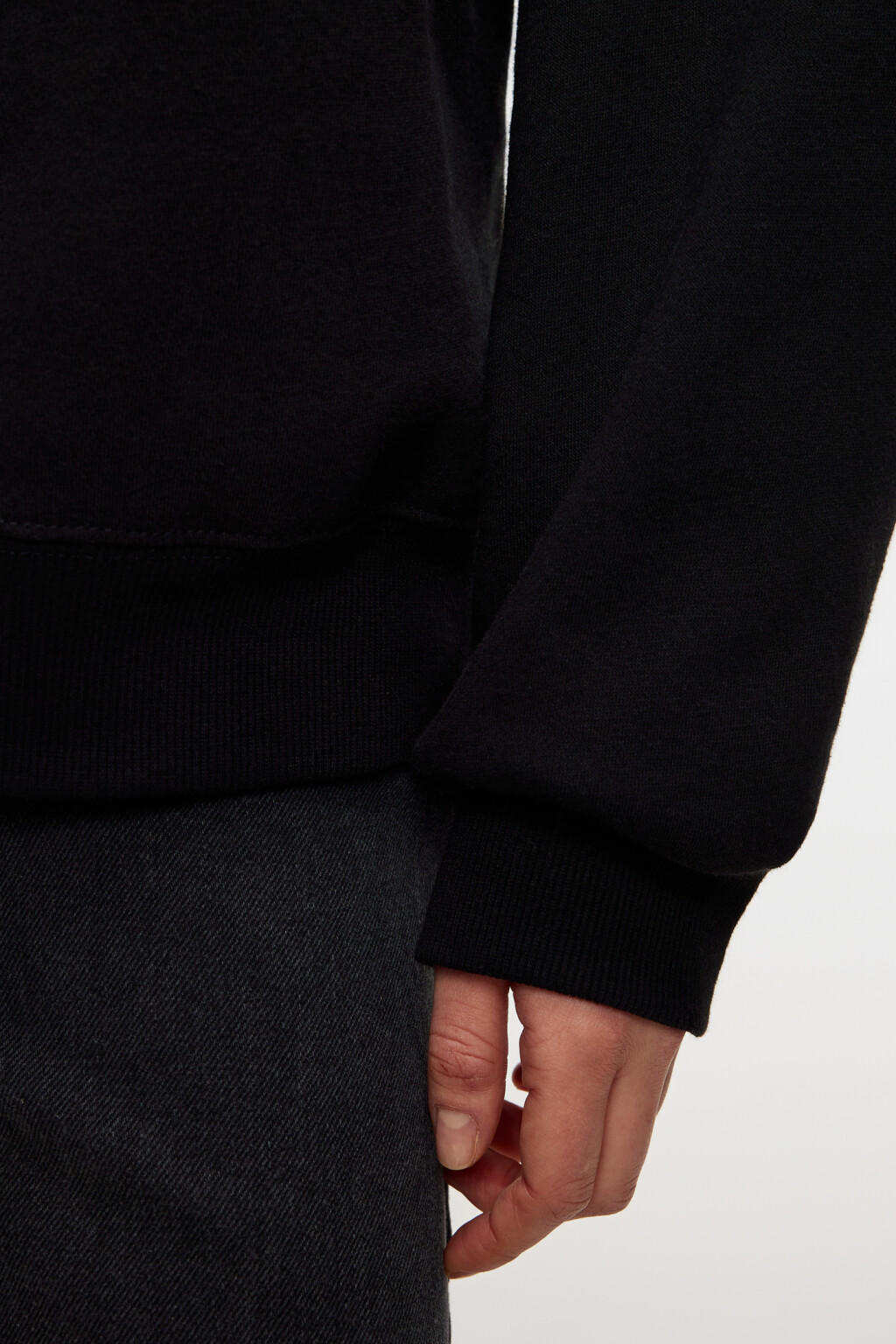 Толстовка oversize хлопковая утепленная в полоску - цвет черный - 6