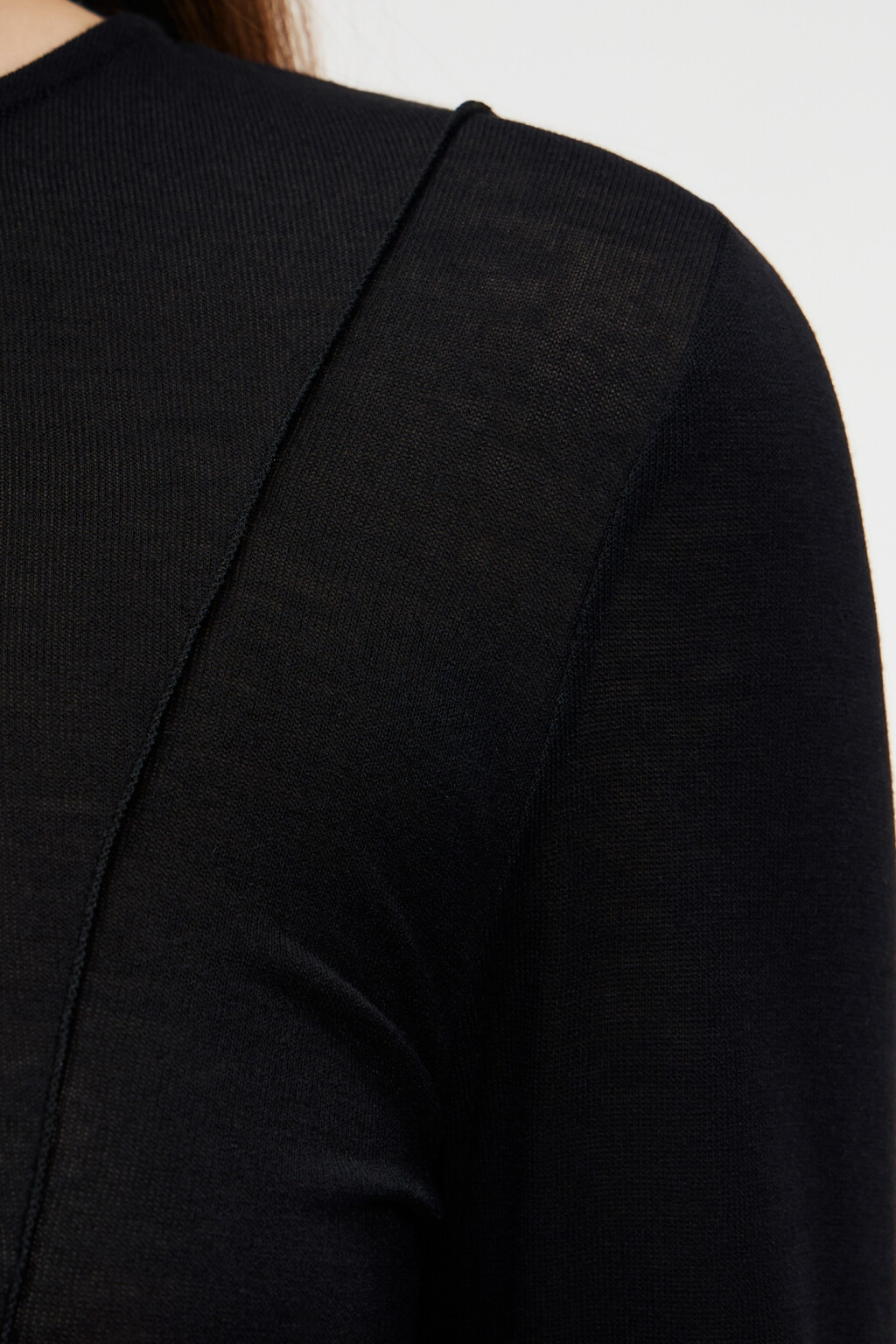 Лонгслив облегающий с волнистыми краями - цвет черный - 5