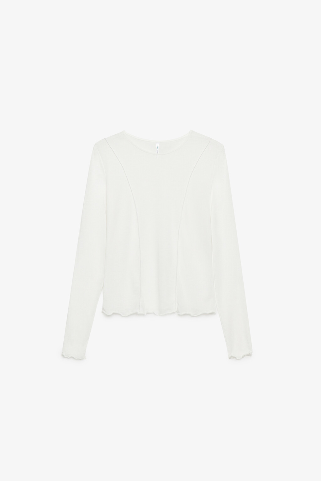 Лонгслив облегающий с волнистыми краями - цвет бежевый - 8