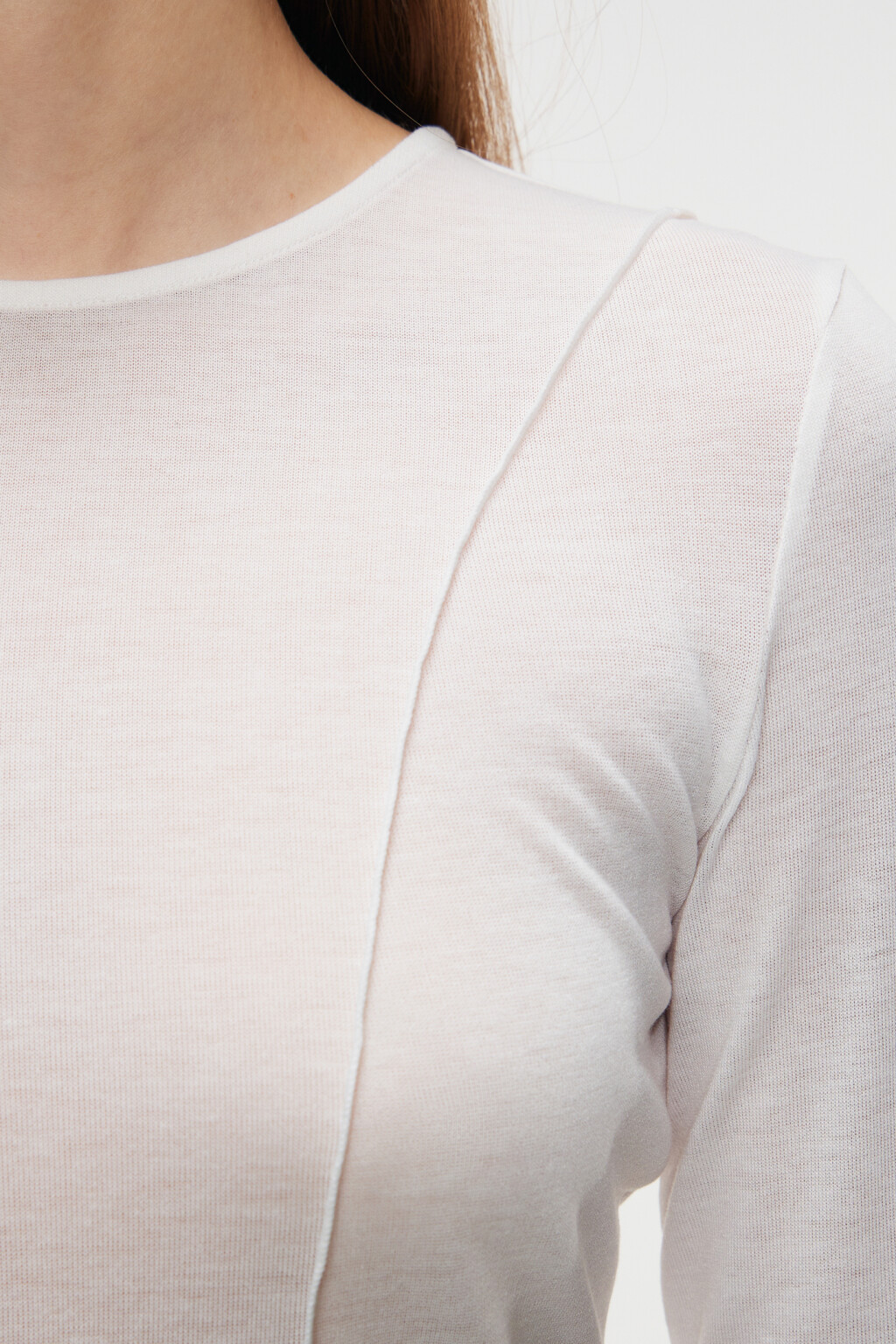 Лонгслив облегающий с волнистыми краями - цвет бежевый - 5