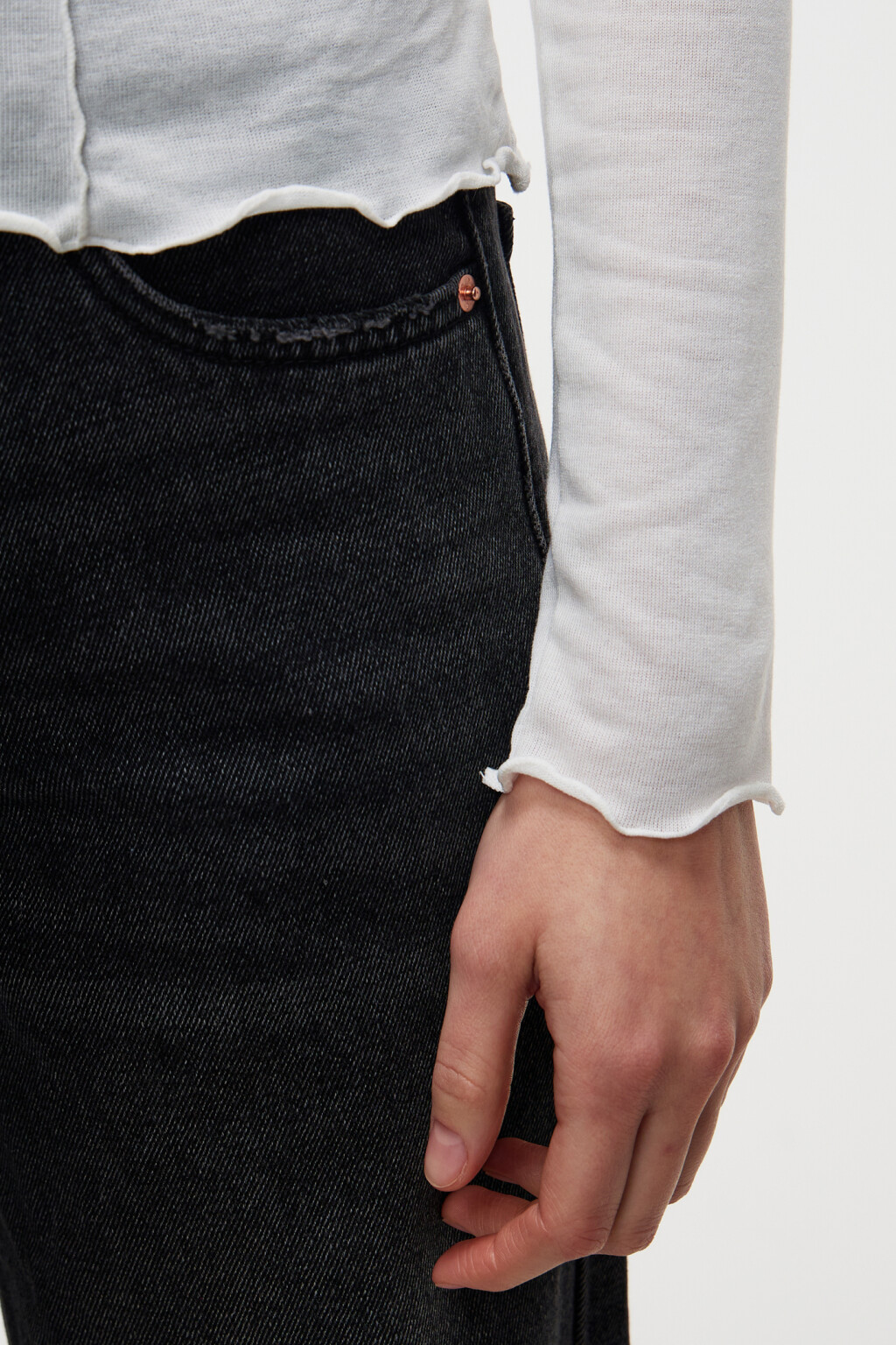 Лонгслив облегающий с волнистыми краями - цвет бежевый - 7