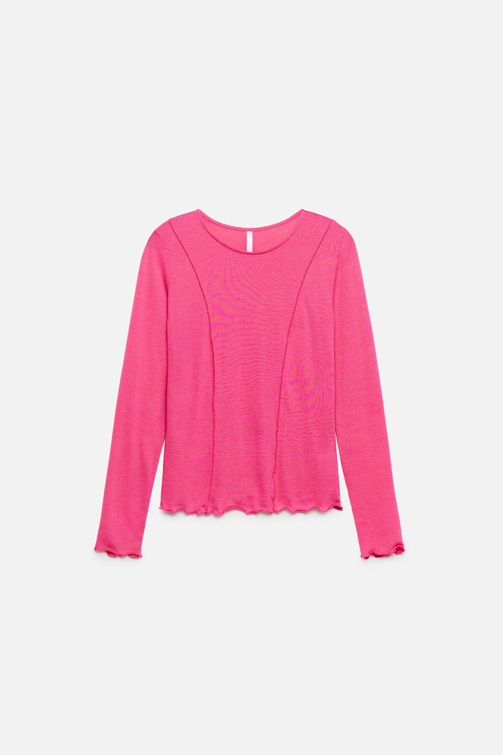 Лонгслив облегающий с волнистыми краями - цвет розовый - 8