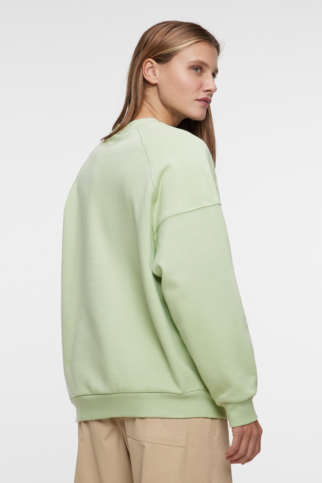 Толстовка oversize хлопковая однотонная - цвет голубой - 3