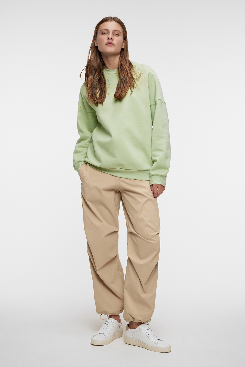 Толстовка oversize хлопковая однотонная - цвет голубой - 4