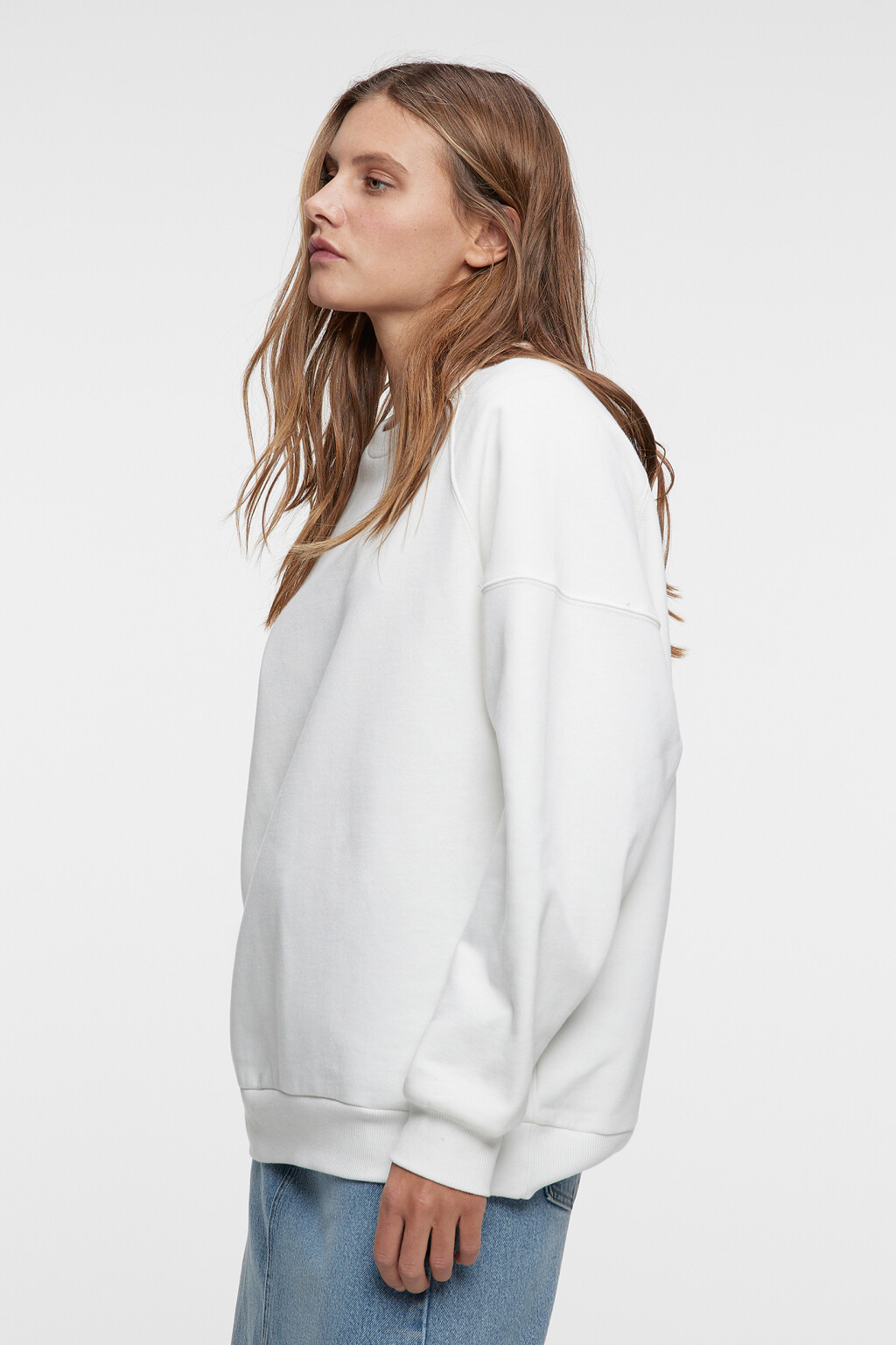 Толстовка oversize хлопковая однотонная - цвет бежевый - 2