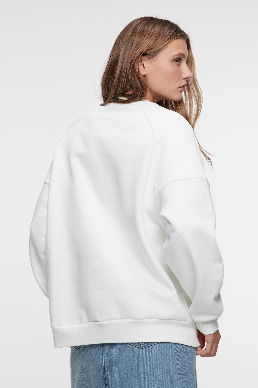 Толстовка oversize хлопковая однотонная - цвет бежевый - 3