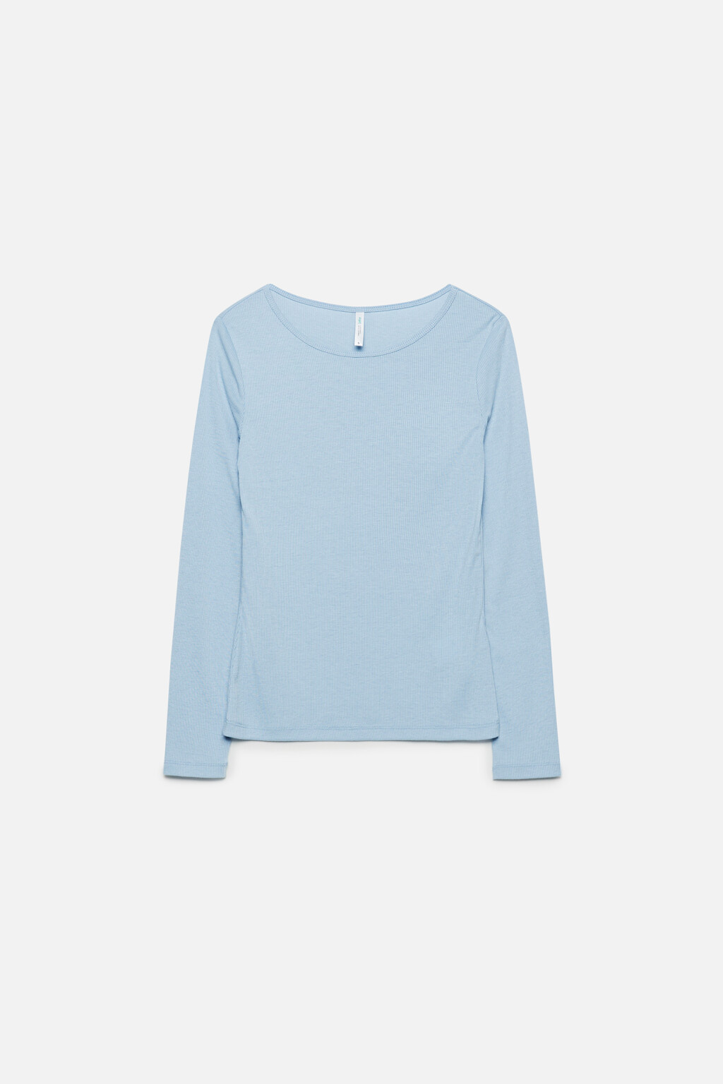 Лонгслив облегающий базовый в рубчик - цвет голубой - 9