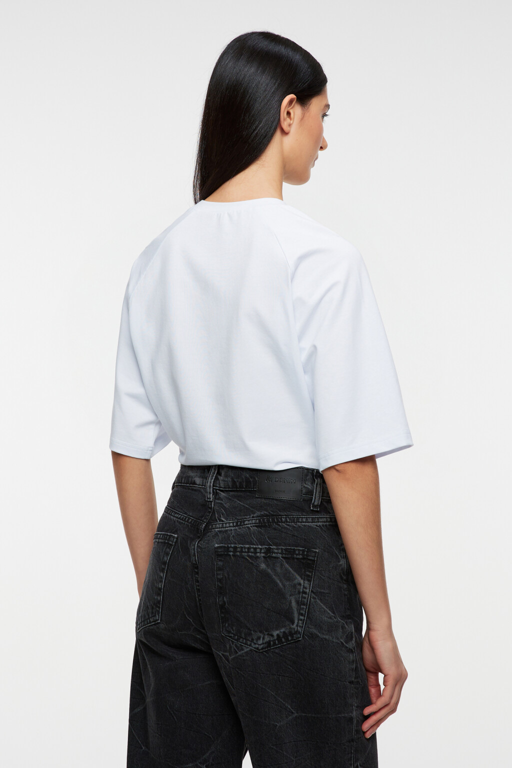 Футболка-боди хлопковая со свободными рукавами реглан - цвет белый - 3