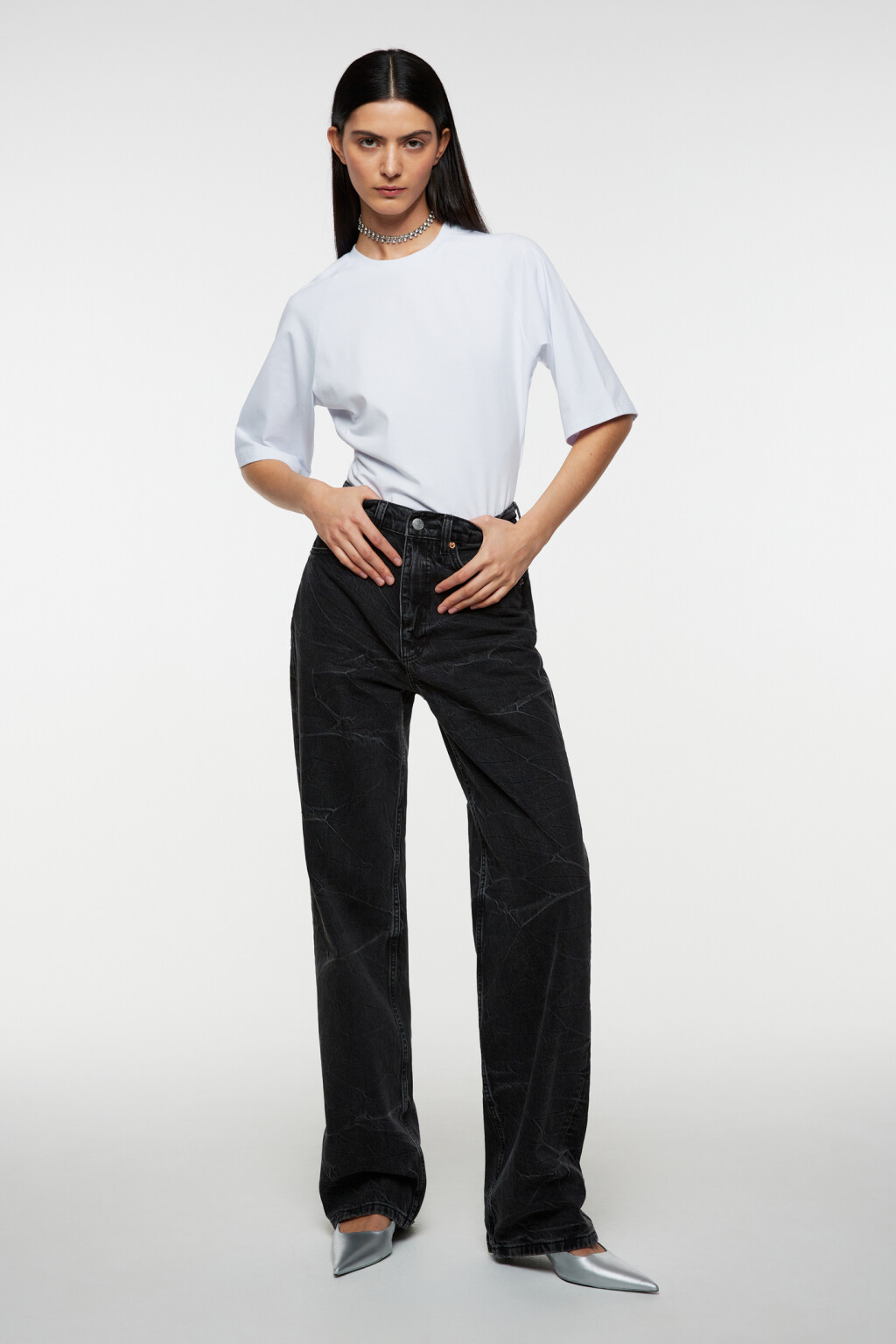 Футболка-боди хлопковая со свободными рукавами реглан - цвет белый - 7