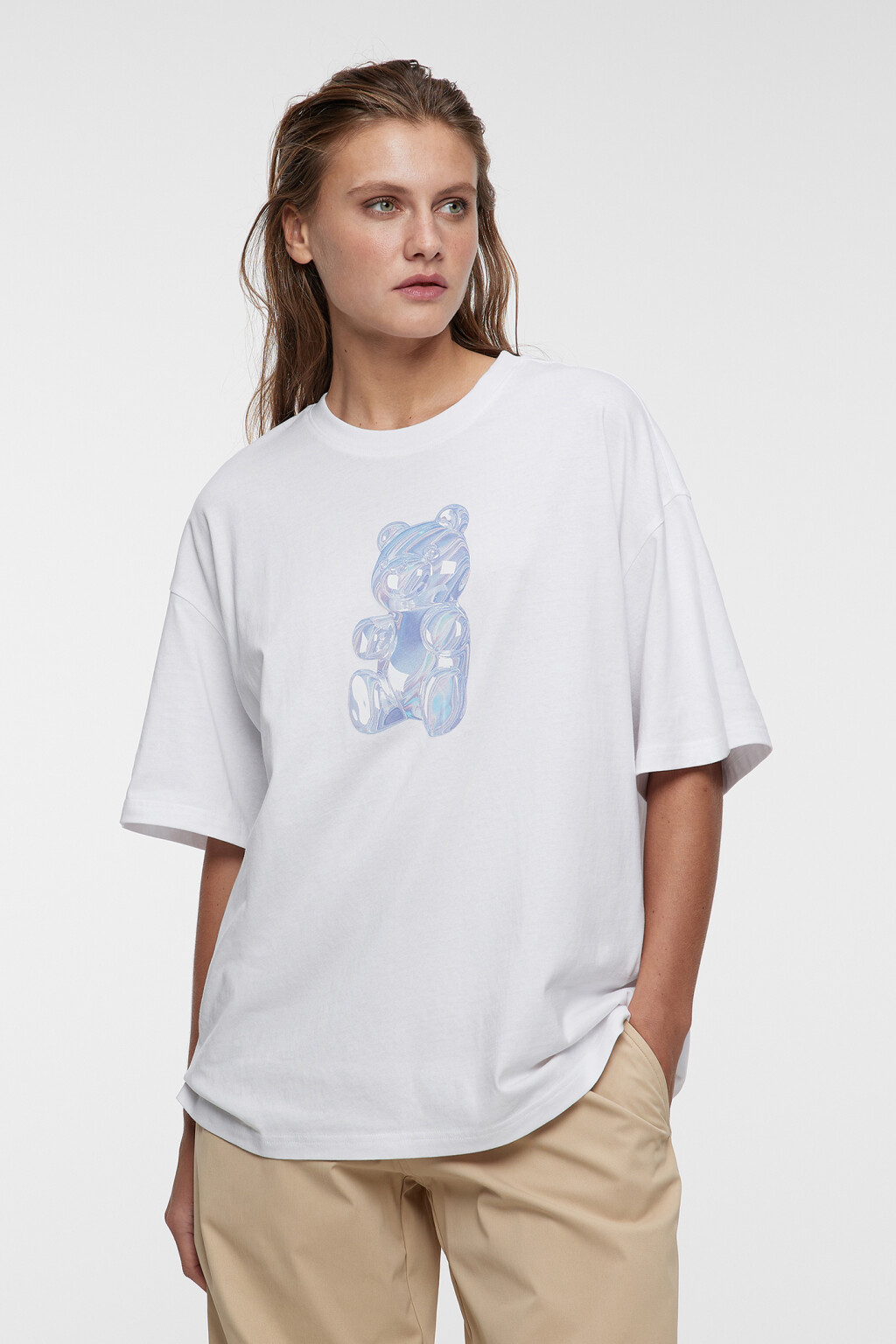 Футболка oversize хлопковая с принтом - цвет белый - 8