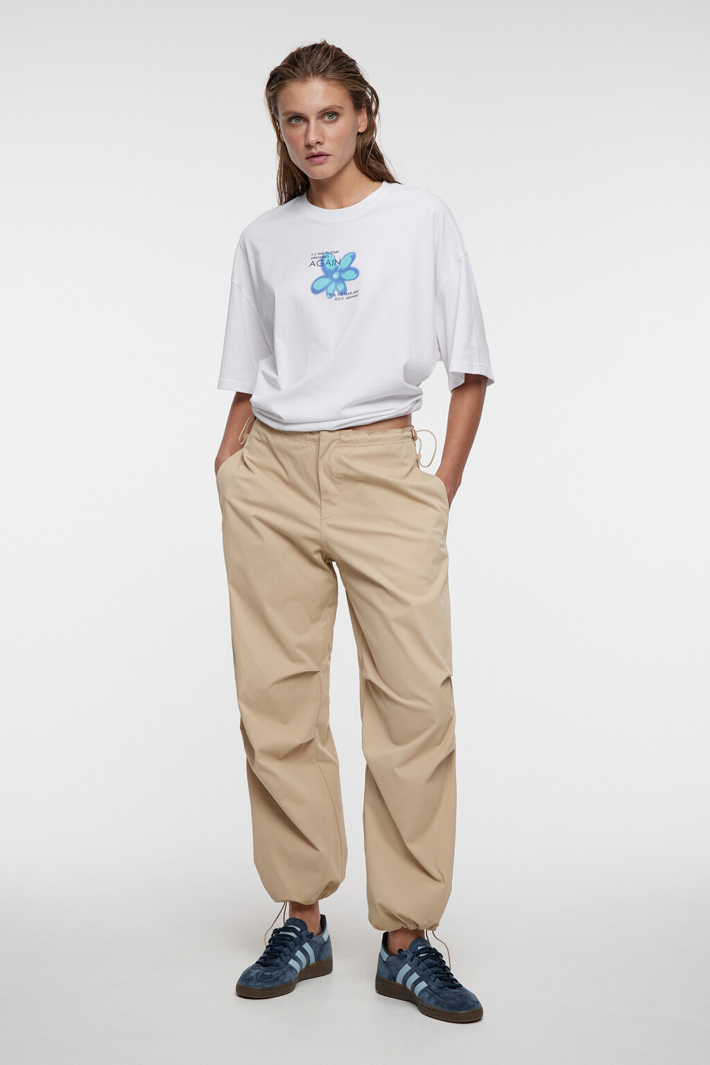 Футболка oversize хлопковая с принтом - цвет белый - 2