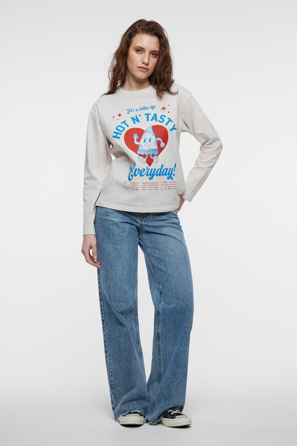 Лонгслив oversize хлопковый с принтом - цвет бежевый - 4