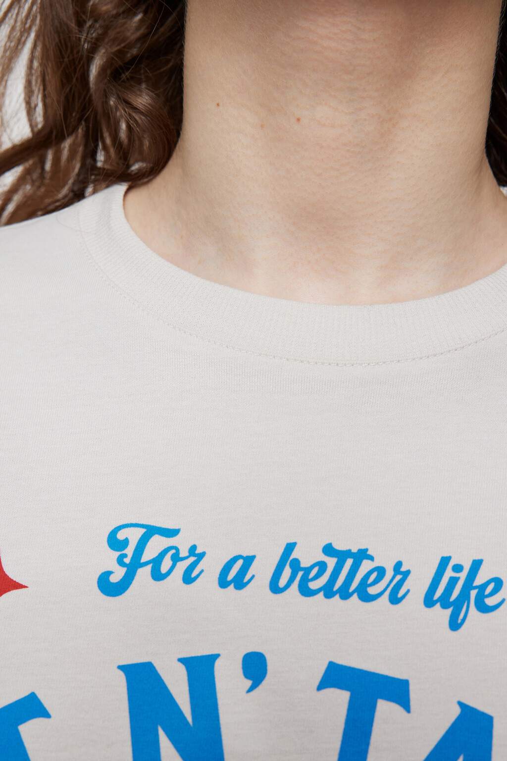 Лонгслив oversize хлопковый с принтом - цвет бежевый - 6