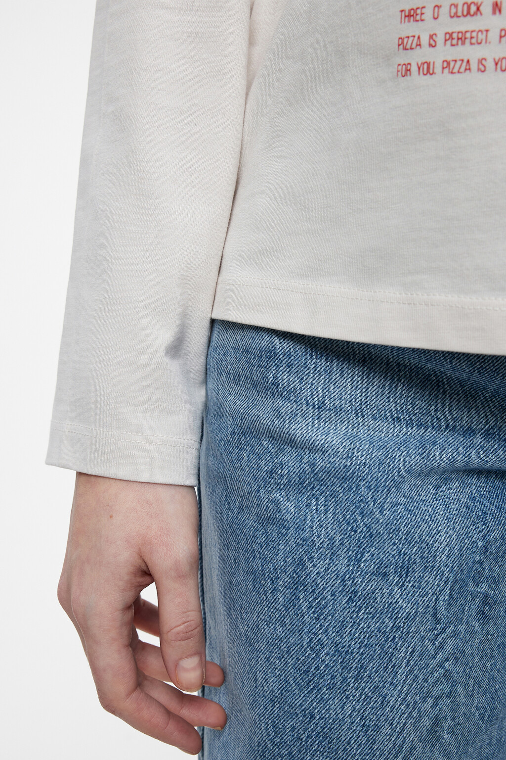 Лонгслив oversize хлопковый с принтом - цвет бежевый - 7