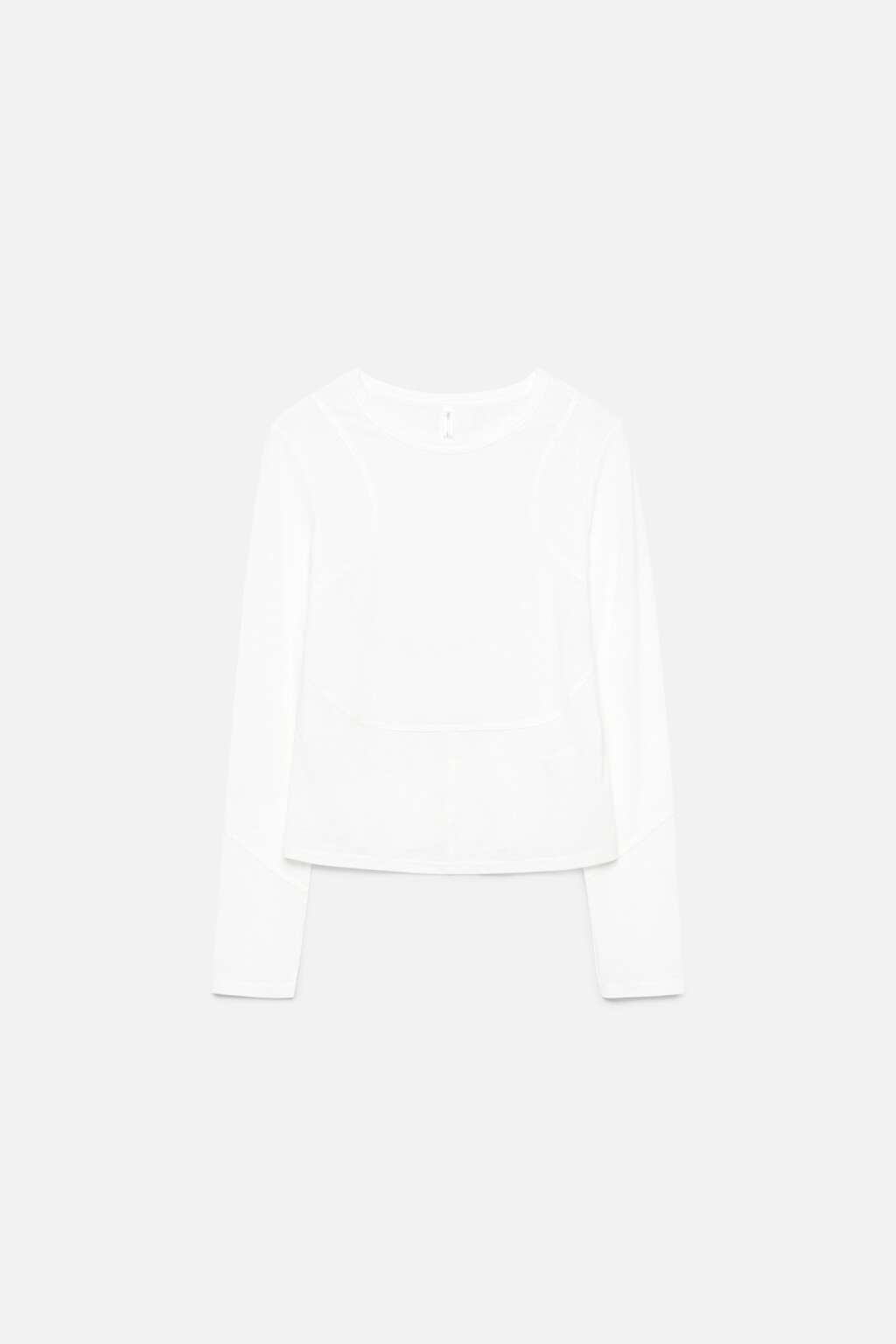Лонгслив облегающий с декоративными наружными швами - цвет белый - 10
