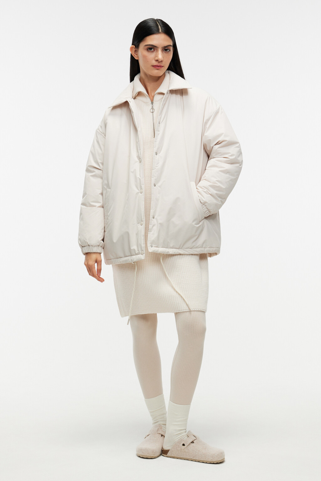 Куртка-рубашка утепленная с отложным воротником - цвет бежевый - 4