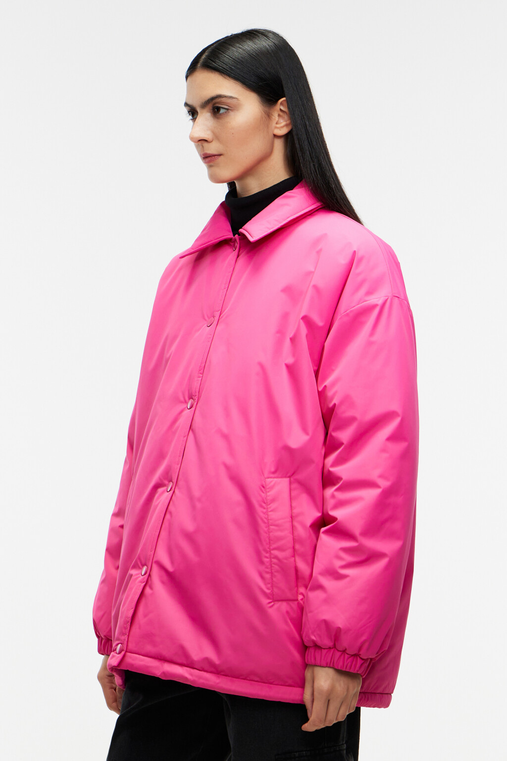 Куртка-рубашка утепленная с отложным воротником - цвет розовый - 2