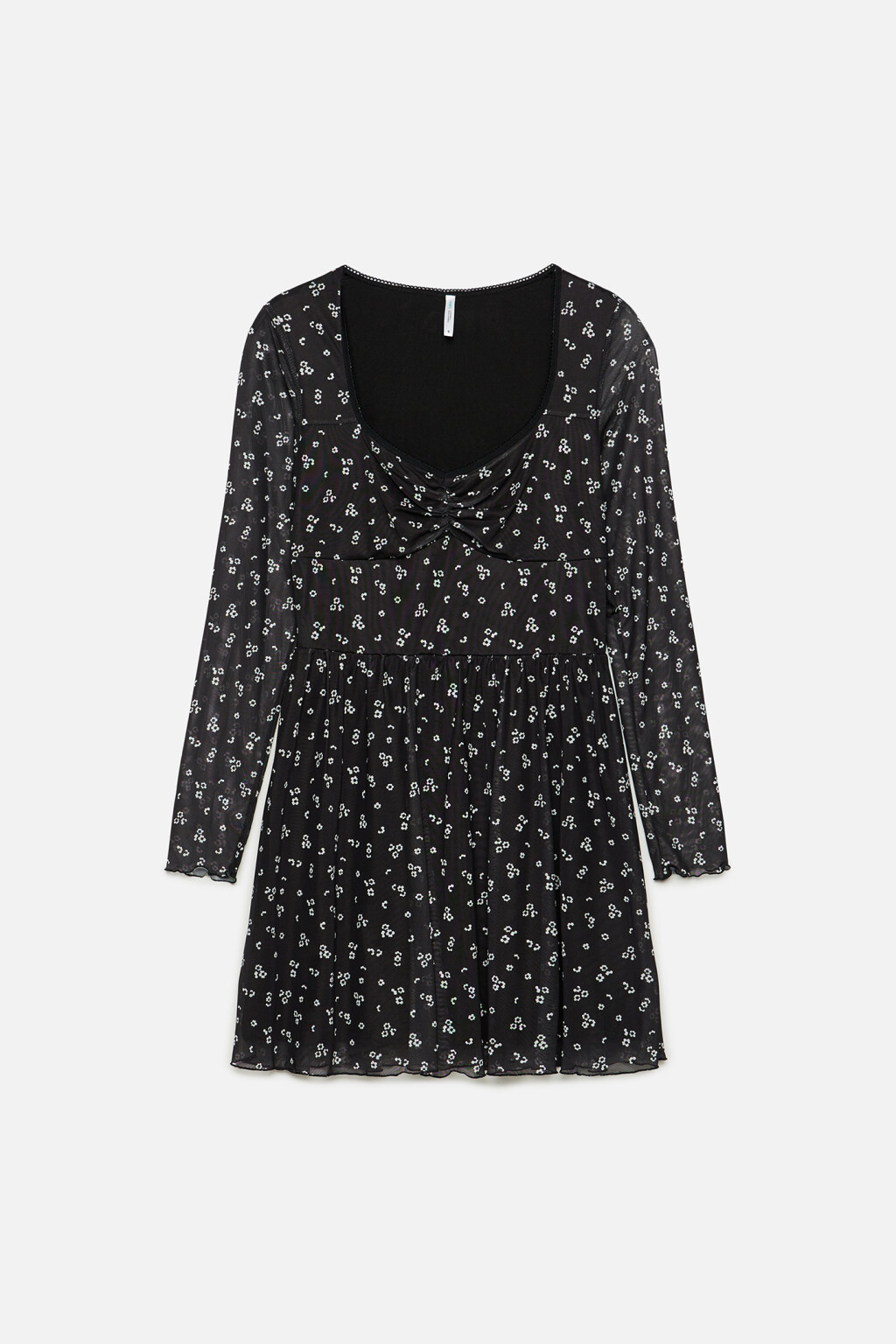 Платье мини с фигурным вырезом и юбкой-солнышком - цвет черный - 9