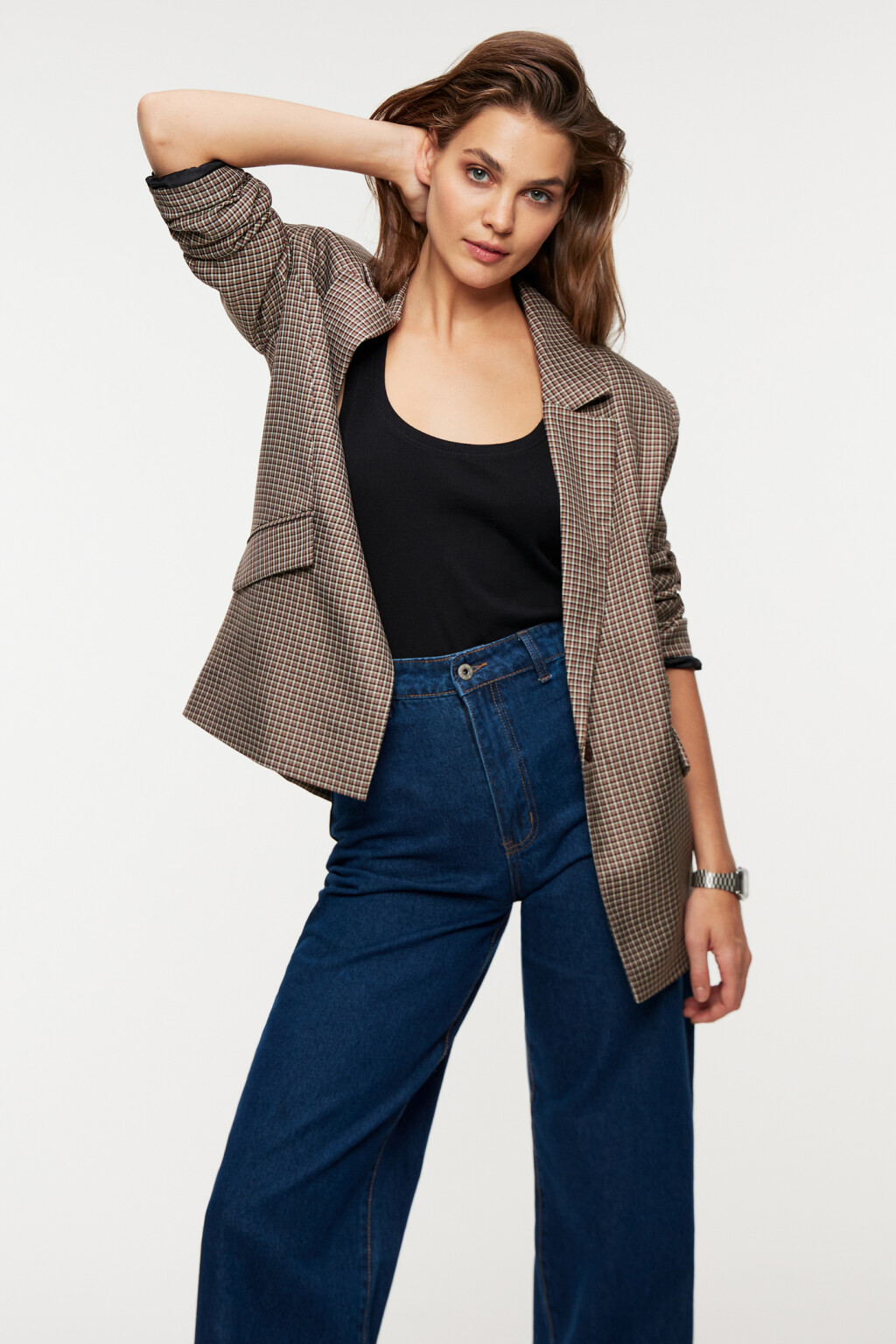 Джинсы wide экстрадлинные с высокой посадкой - цвет голубой - 7