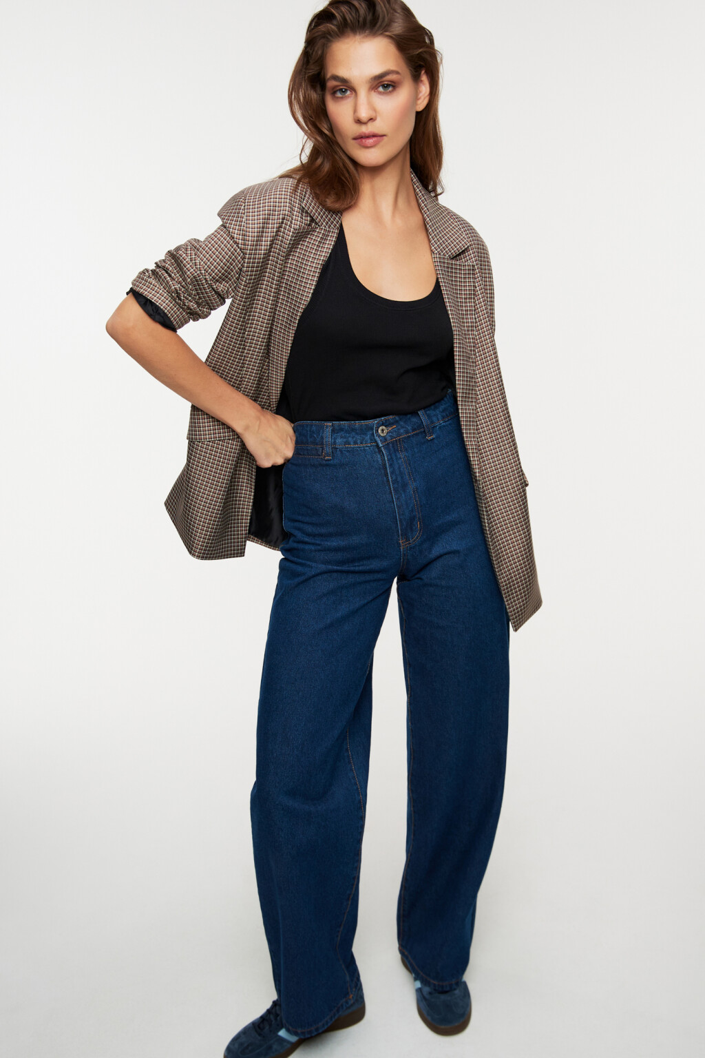 Джинсы wide экстрадлинные с высокой посадкой - цвет голубой - 8