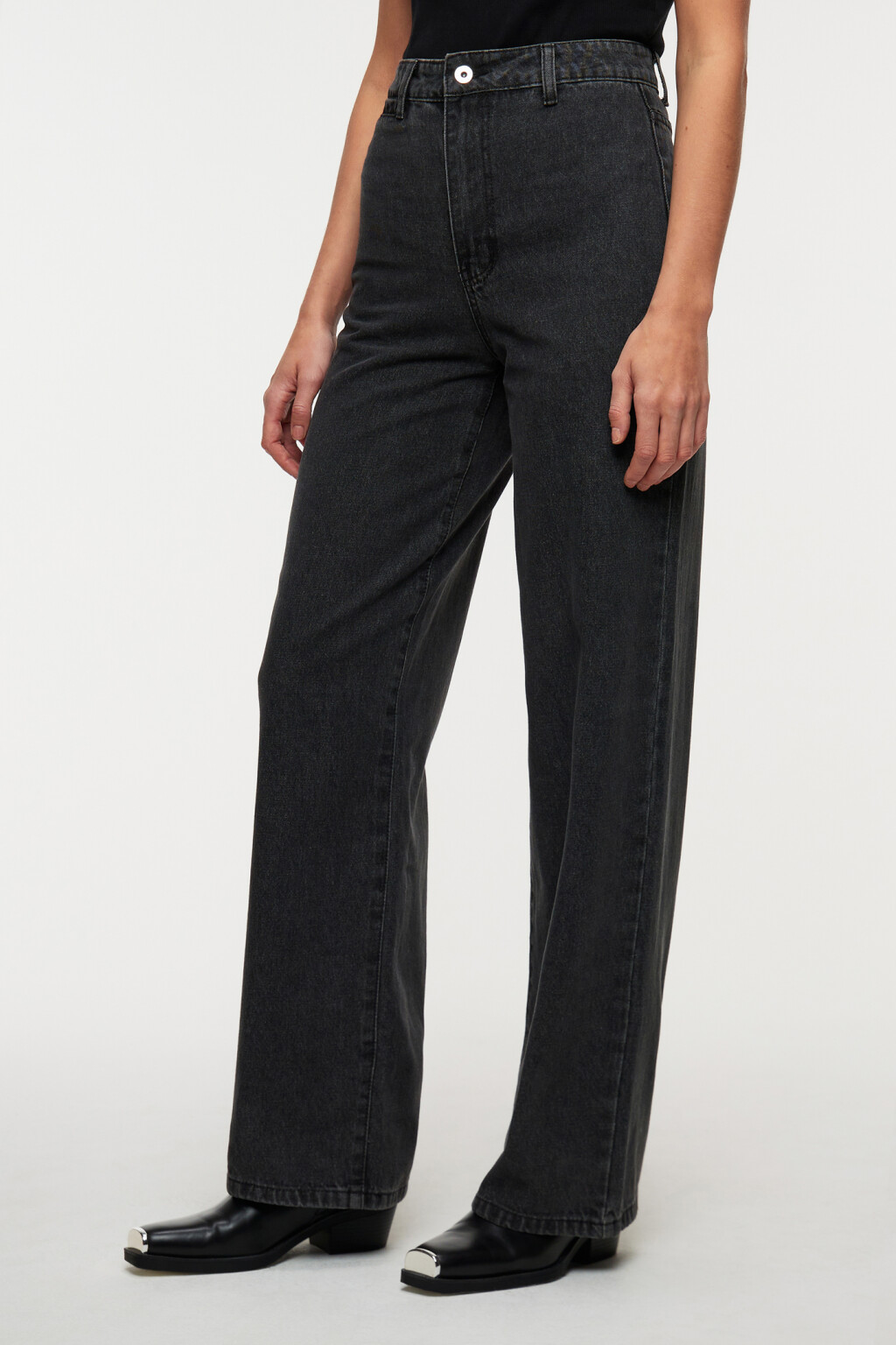 Джинсы wide экстрадлинные с высокой посадкой - цвет серый - 2