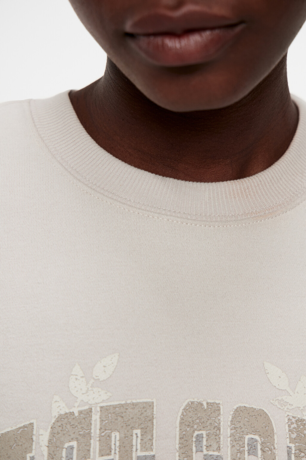 Толстовка oversize утепленная с принтом-надписью - цвет бежевый - 6