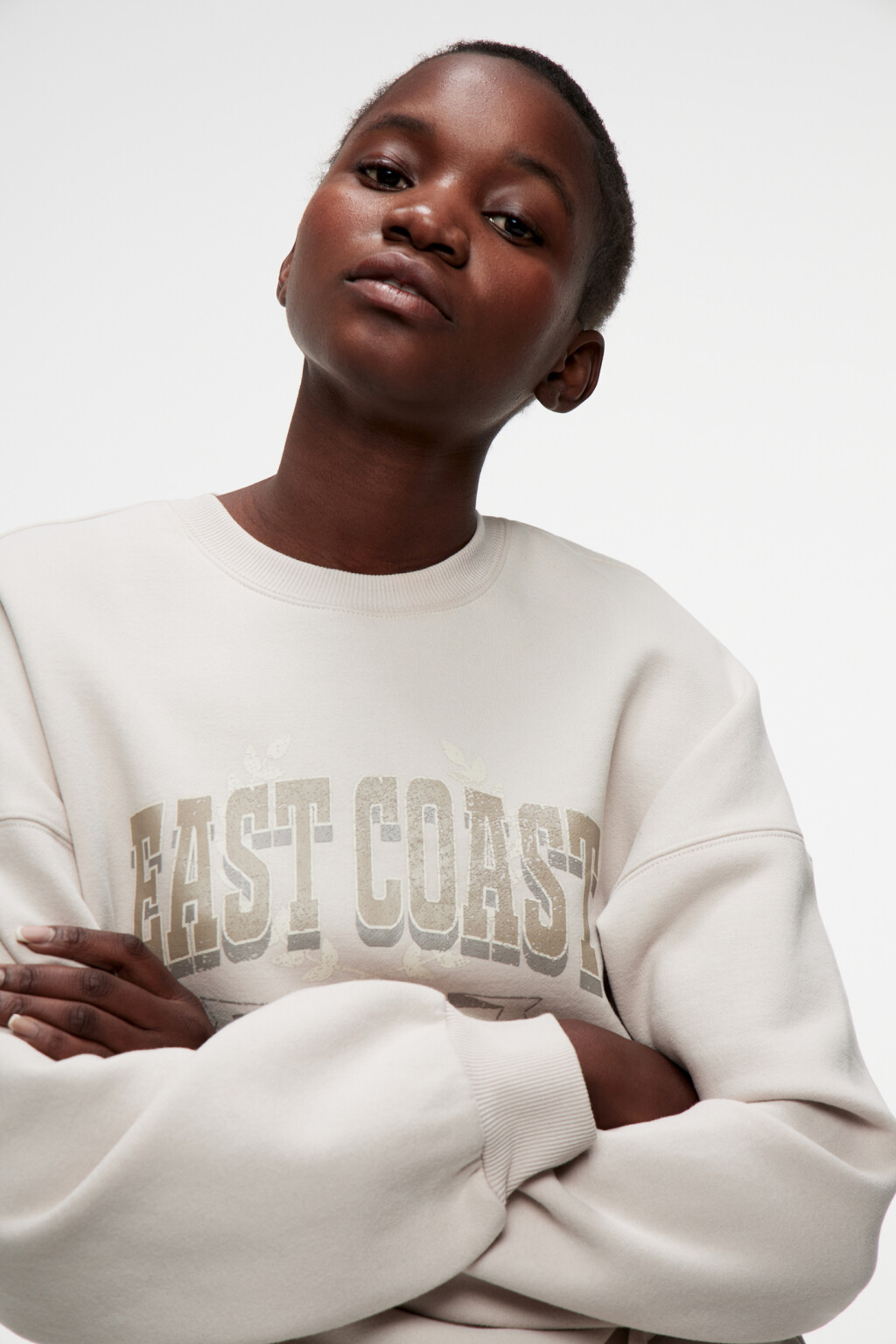 Толстовка oversize утепленная с принтом-надписью - цвет бежевый - 8