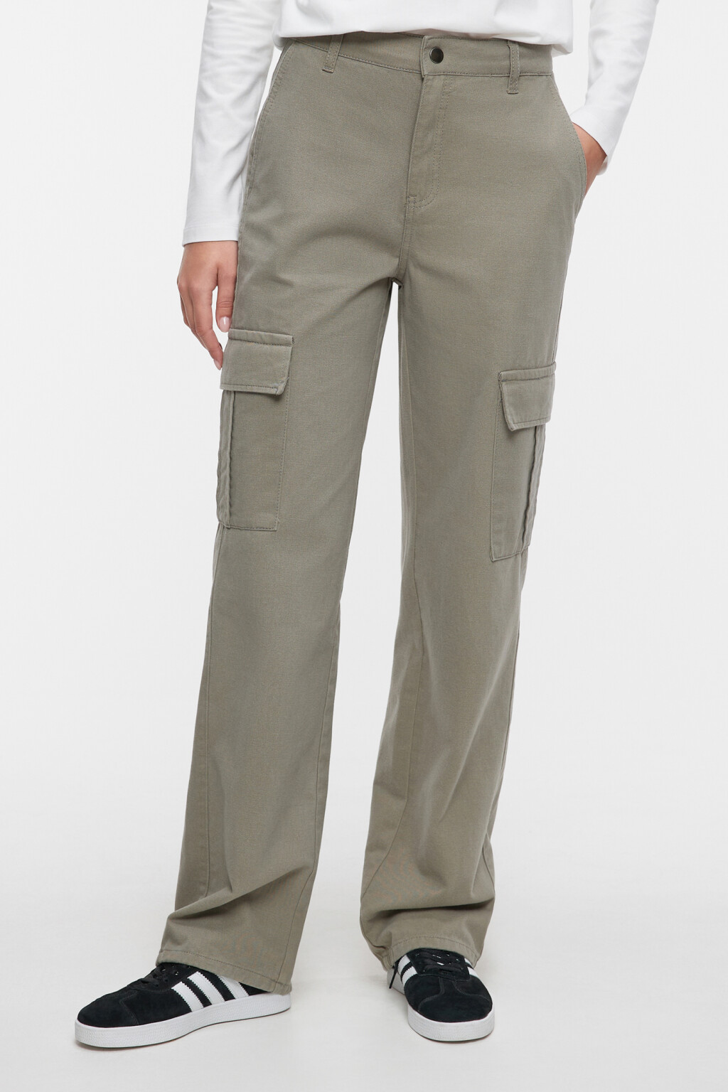 Брюки карго джинсовые прямые с заниженной посадкой - цвет зеленый - 2