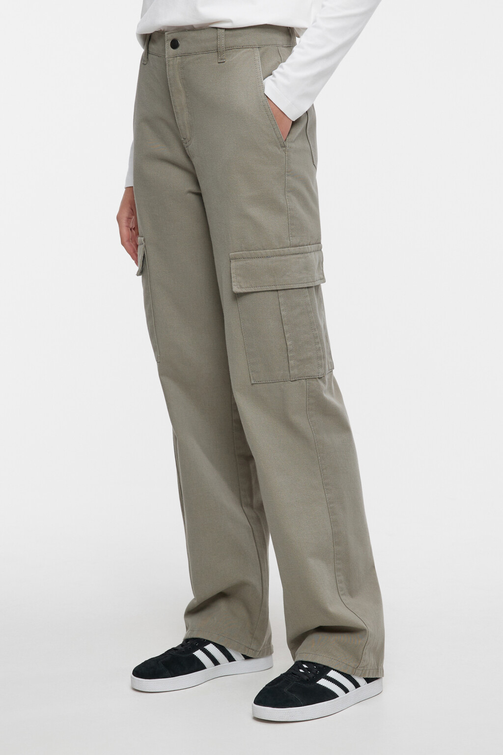 Брюки карго джинсовые прямые с заниженной посадкой - цвет зеленый - 3